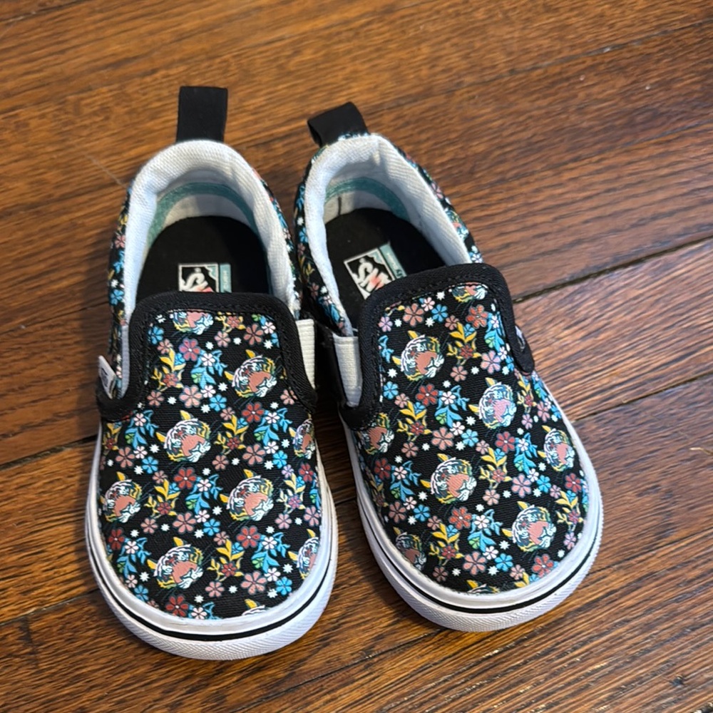 Vans Kids Floral Slip-On Shoes - Black